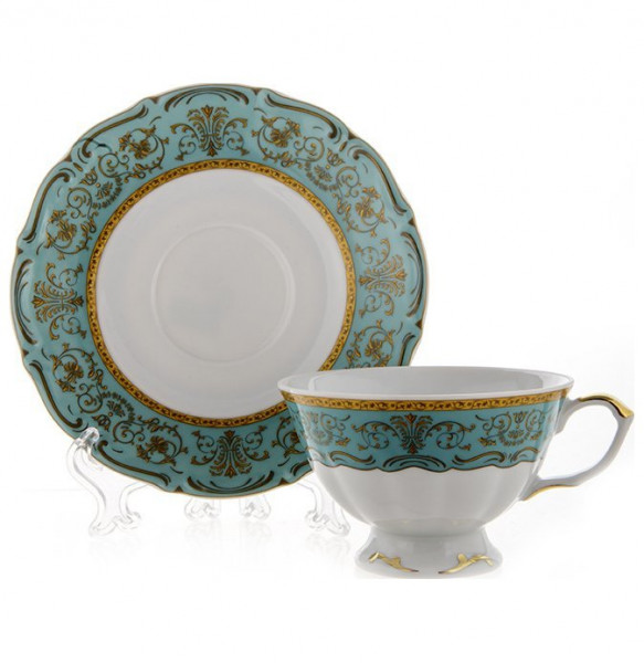 Набор чайных пар 200 мл 6 шт  Bavarian Porcelain &quot;Мария-Тереза /Изумрудная /Элегантность&quot; / 104860