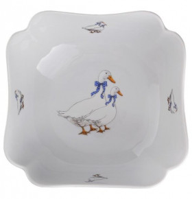 Салатник 18,5 х 18,5 см квадратный  CESKY PORCELAN A.S. "Гуси"  / 170159