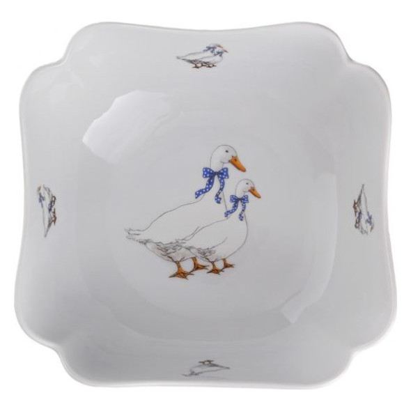 Салатник 18,5 х 18,5 см квадратный  CESKY PORCELAN A.S. &quot;Гуси&quot;  / 170159