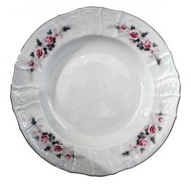 Блюдо 32 см круглое глубокое  Thun "Бернадотт /Серая роза /платина" / 232218