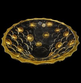 Ваза для фруктов 30 мл  Bohemia Jihlava &quot;Lisboa /Золотые шары /С золотом&quot; хрусталь Йиглава / 078860