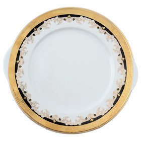 Пирожковая тарелка 27 см   Thun &quot;Кристина /Лилии на чёрном&quot; / 056245