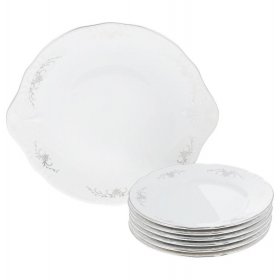 Набор для торта 7 предметов  Thun &quot;Констанция /Серый орнамент /отводка платина&quot; / 157593