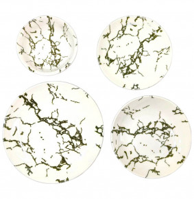 Набор тарелок 24 предмета на 6 персон  O.M.S. Collection "TULU /Зеленый мраморный дизайн" / 288912