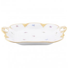 Блюдо 32 см квадратное с ручками  Chodov &quot;Корона /Мелкие цветы /Матовое золото&quot; / 150776