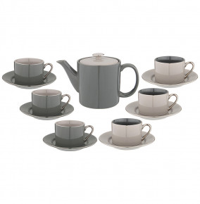 Чайный сервиз на 6 персон 14 предметов  LEFARD "Дымчато-серые /Платина" / 269404