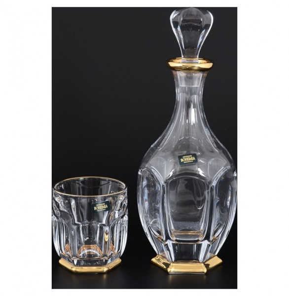 Набор для виски 7 предметов (графин + 6 стаканов)  Crystalite Bohemia &quot;Сафари /с золотом&quot; R-G / 113535