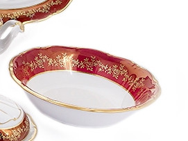 Салатник 23 см  Bavarian Porcelain &quot;Мария-Тереза /Барокко Красный&quot; / 211854