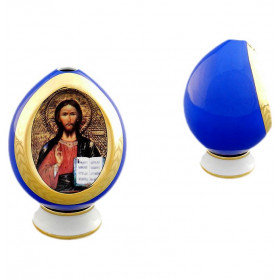 Подсвечник-яйцо 11,5 см на подставке пасхальное  Leander "Спаситель" синее / 158820
