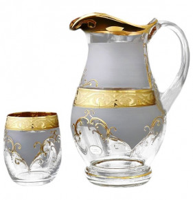 Набор для воды 7 предметов (кувшин 1,25 л + 6 стаканов)  Balvinglass "Махараджа золото" / 121111