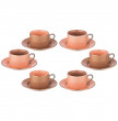 Набор чайных пар 220 мл 6 шт  LEFARD &quot;Розово-кофейные /Платина&quot; / 230677