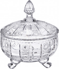 Конфетница 17 х 21 см на 3-х ножках с крышкой  LEFARD "MUZA CRYSTAL" / 187590