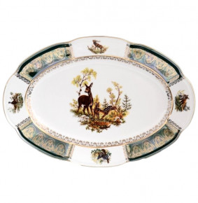 Блюдо 32 см овальное  Royal Czech Porcelain "Болеро /Охота зелёная" / 123050