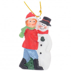 Подвесная фигурка 4 х 1 х 6 см "Мальчик со снеговиком /Repast" / 276412