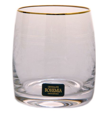 Стаканы для виски 290 мл 6 шт  Crystalite Bohemia &quot;Идеал /Цветочный занавес /Отводка золото&quot; / 001236