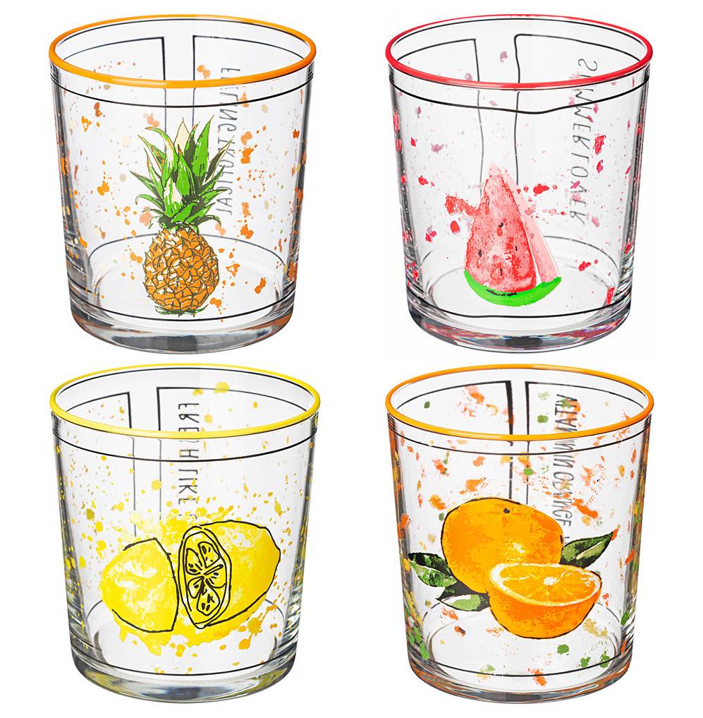 Стаканы для воды 380 мл 4 шт  Rakle &quot;Fruits&quot; / 328668