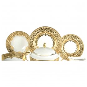 Набор тарелок 18 предметов (23, 23, 28,5 см)  Falkenporzellan &quot;Наталия /Бежевая в золотой роскоши&quot; / 119909