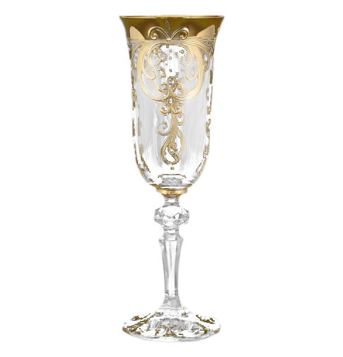 Бокал для шампанского 150 мл 1 шт  Bohemia &quot;Лаура /Золотые цветы с завитушками&quot; / 255598
