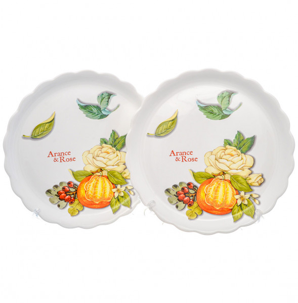 Тарелки 26 см 2 шт  Artigianato Ceramico by Caroline &quot;Artigianato ceramico /Апельсин и роза&quot; / 229041