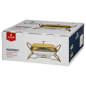 Мармит 1,8 л квадратный gold Agness / 336638