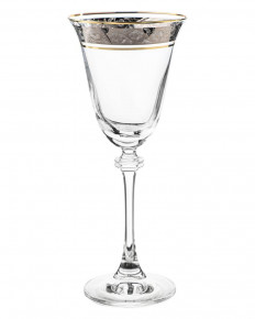 Бокалы для белого вина 185 мл 6 шт  Crystalite Bohemia "Александра /Цветочный узор на платине" / 036342