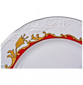 Набор тарелок 25 см 6 шт  Thun "Тулип /Красный с золотом" / 086008
