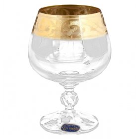 Бокалы для бренди 250 мл 6 шт Crystalex CZ s.r.o. "Клаудия /Орнамент на золоте" / 122770