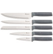 Набор 9 предметов (5 ножей, половник, лопатка и шумовка, подставка) серый Agness / 341787
