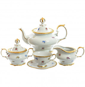 Чайный сервиз на 6 персон 15 предметов  Chodov "Корона /Мелкие цветы /Матовое золото" / 148381
