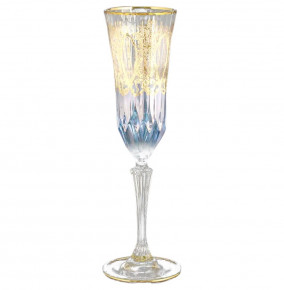 Бокалы для шампанского 180 мл 6 шт  RCR Cristalleria Italiana SpA "Timon /Адажио синий с золотом" / 101071