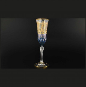 Бокалы для шампанского 180 мл 6 шт  RCR Cristalleria Italiana SpA "Timon /Адажио синий с золотом" / 101071
