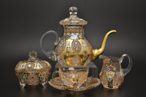Чайный сервиз на 6 персон 15 предметов  Jahami "Хрусталь с золотом" / 038428