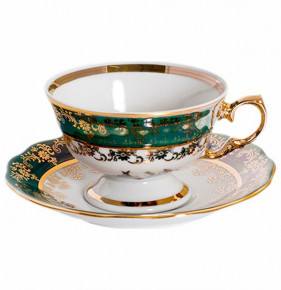 Кофейная пара 100 мл 1 шт  Royal Czech Porcelain "Фредерика /Охота зеленая" / 203976