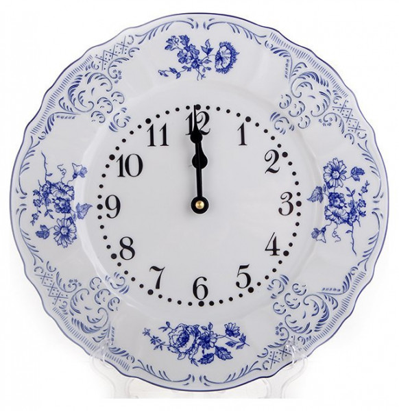 Часы настенные 27 см круглые  Thun &quot;Бернадотт /Синие розы&quot; / 088070