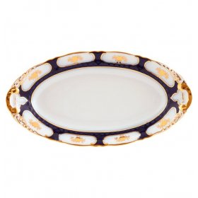Блюдо 55,5 см для рыбы  Leander &quot;Соната /Золотой цветок /Кобальт&quot; / 158106