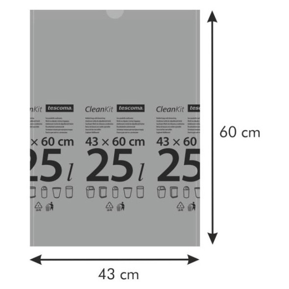 Мешки для мусора 25 л с завязками 15 шт  Tescoma &quot;CLEAN KIT&quot; / 292907