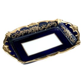 Маслёнка 18 см открытая  Weimar Porzellan &quot;Ювел /Синий с золотым узором&quot; / 002193