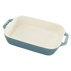 Форма для запекания 27 х 20 см  прямоугольная с ручками античный бирюзовый &quot;Staub Ceramics&quot; / 347890