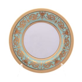 Столовый сервиз на 6 персон 27 предметов  Falkenporzellan &quot;Констанц /Императорское золото /на бирюзовом&quot; / 157373