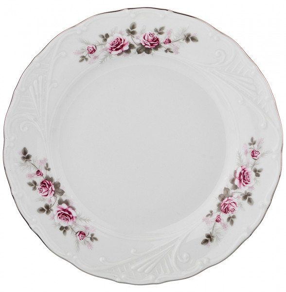 Набор тарелок 25 см 6 шт  Bohemia Porcelan Moritz Zdekauer 1810 s.r.o. &quot;Лиана /Серая роза /отводка золото&quot; / 050985