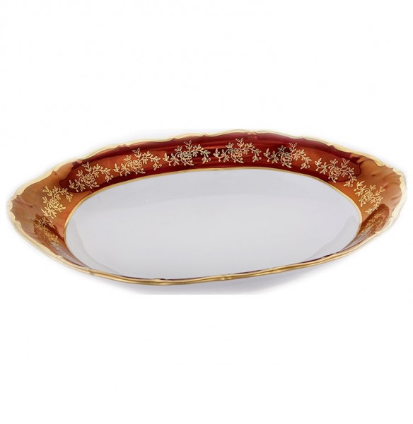 Блюдо овальное (глубокое) для хлеба  Bavarian Porcelain &quot;Мария-Тереза /Барокко Красный&quot; / 133764
