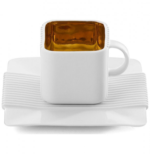 Кофейная пара 100 мл 1 шт для эспрессо белая  Cmielow Design Studio &quot;SYSTEM /С золотом&quot; / 163463