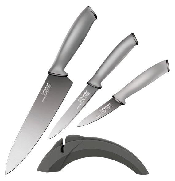 Набор кухонных ножей 4 предмета с точилкой  Rondell &quot;Kroner&quot; / 117164