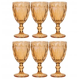 Бокалы для красного вина 320 мл 6 шт янтарные  LEFARD &quot;Muza ion /Ромбо&quot; / 262100