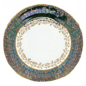 Набор тарелок 24 см 6 шт Roman Lidicky "Фредерика /Золотые листики на зелёном" / 167793
