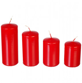 Набор свечей mix (7 х 5, 8 х 5, 10 х 5, 12 х 5 см) 4 шт (лакированный красный) / 211904