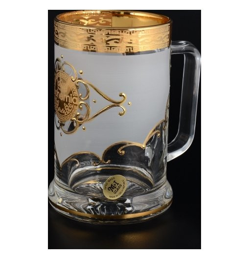Кружка для пива 500 мл матово-белая  Star Crystal &quot;Богемия /Антик золото&quot; U-R / 098329