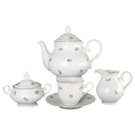 Чайный сервиз на 6 персон 15 предметов высокая чашка  Bohemia Porcelan Moritz Zdekauer 1810 s.r.o. &quot;Офелия /Мелкие цветы&quot; / 027400