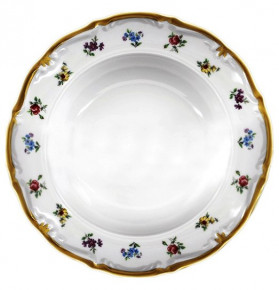 Набор тарелок 24 см 6 шт глубокие  Chodov "Корона /Мелкие цветы /Матовое золото" / 148366