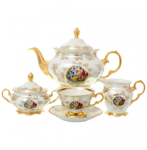 Чайный сервиз на 6 персон 17 предметов  Sterne porcelan &quot;Фредерика /Мадонна перламутр&quot; / 139152